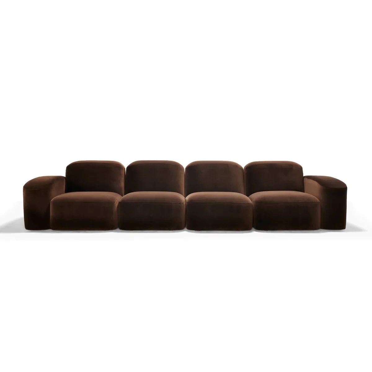 Chocolate Fabric Sofa Sets with Adjustable Ottoman Modular 4 Seat Living Room Sofa