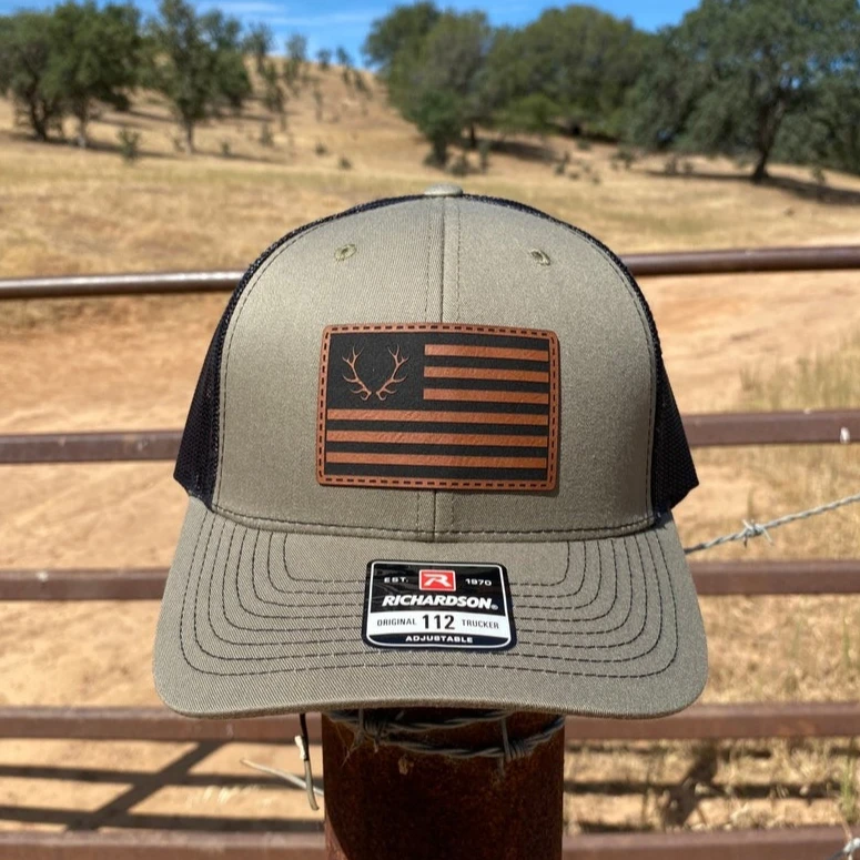 Leather Patch Customized Logo Richardson 112 Trucker Hats Adjustable Hunting Season Trucker Hats Wholesale