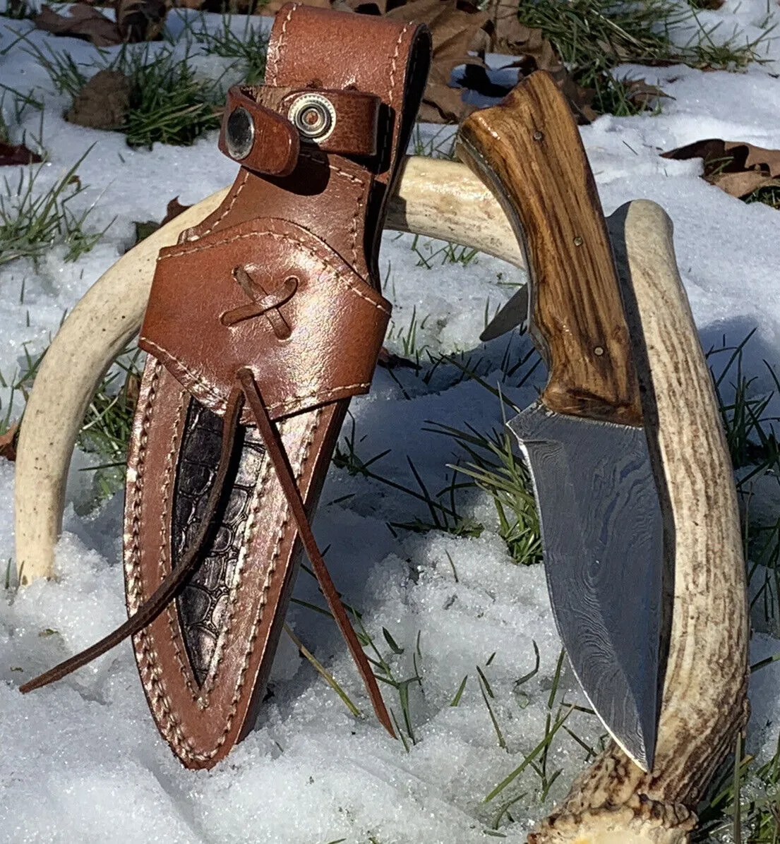 Охотничий нож из Дамаска с выпадающего лезвия кожаная оболочка Заводской набор роскошных столовых приборов для ресторанов использования ножницами