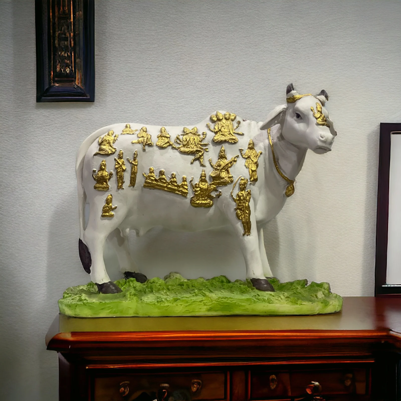 Kamdhenu Cow with God Figures Elegant Stone Crafts for Religious Pooja at Home Sacred Spaces Premium Quality Competitive Prices