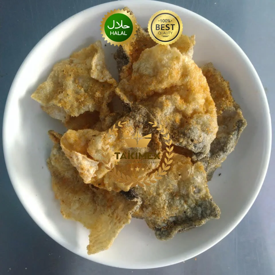 TAKIMEX VIETNAM FACTORY DIRECTLY SUPPLY FRIED FISH SKIN/ FRIED SALMON FISH SKIN PANGASIUS FISH SKIN SEAFOOD SNACKS