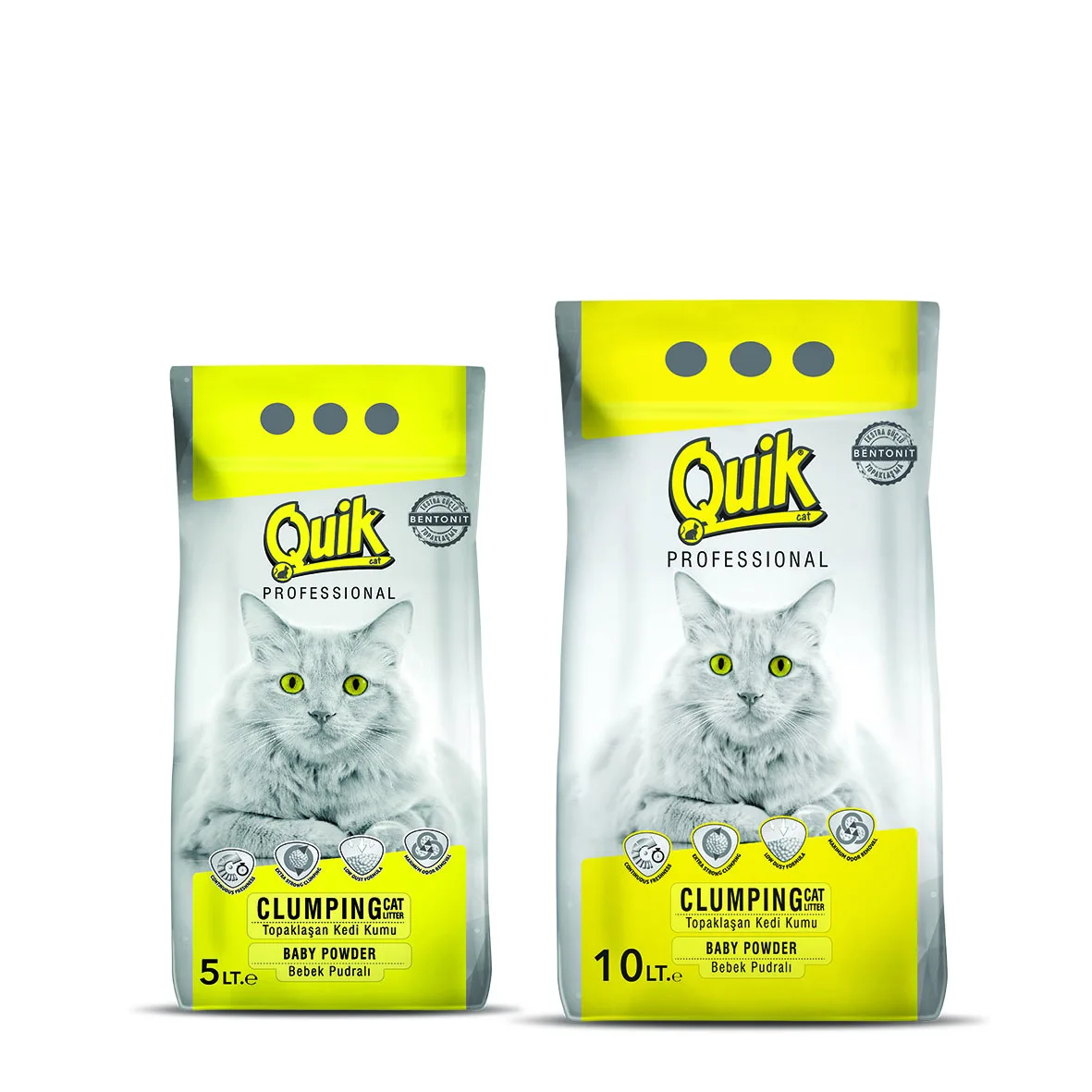 Cat Litter Sand made in Turkey QUIK-BENTONITE CAT LITTER 10 LT BABY POWDER 0,6-2,25 MM