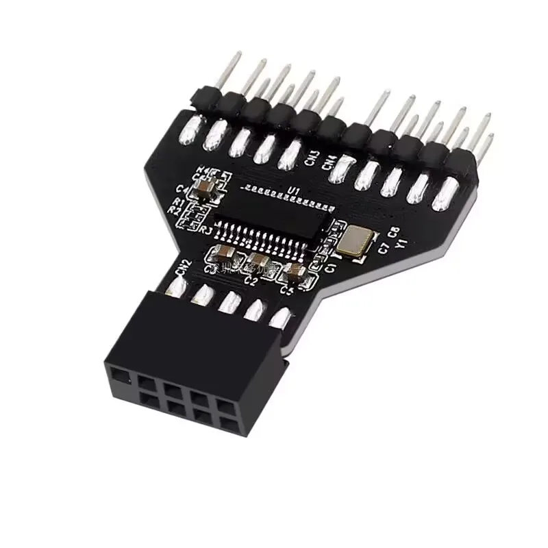 USB2.0 motherboard 9PIN to dual 9 PIN port RGB light fan speed measurement special Connector