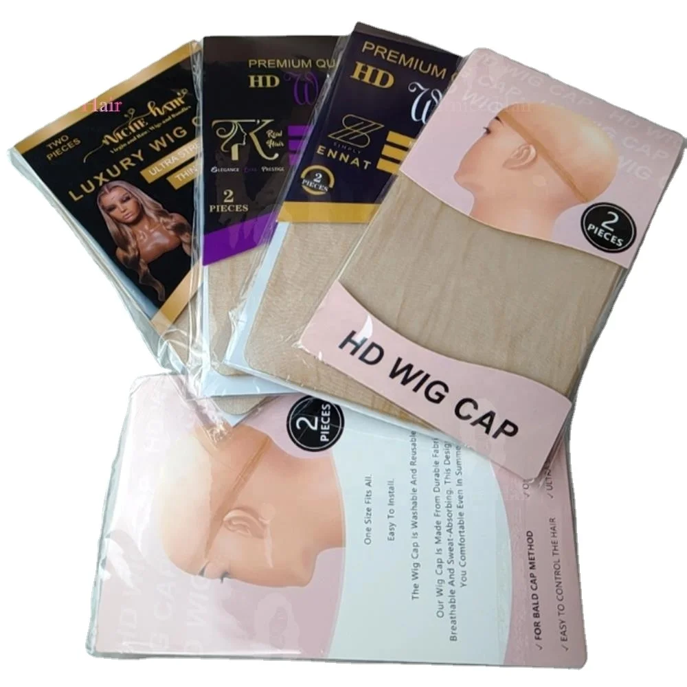 Пользовательские Супер ультраневидимые прозрачные тонкие кожаные прозрачные нейлоновые коричневые чулки Hd колпачки для париков для изготовления париков Упаковка аксессуаров