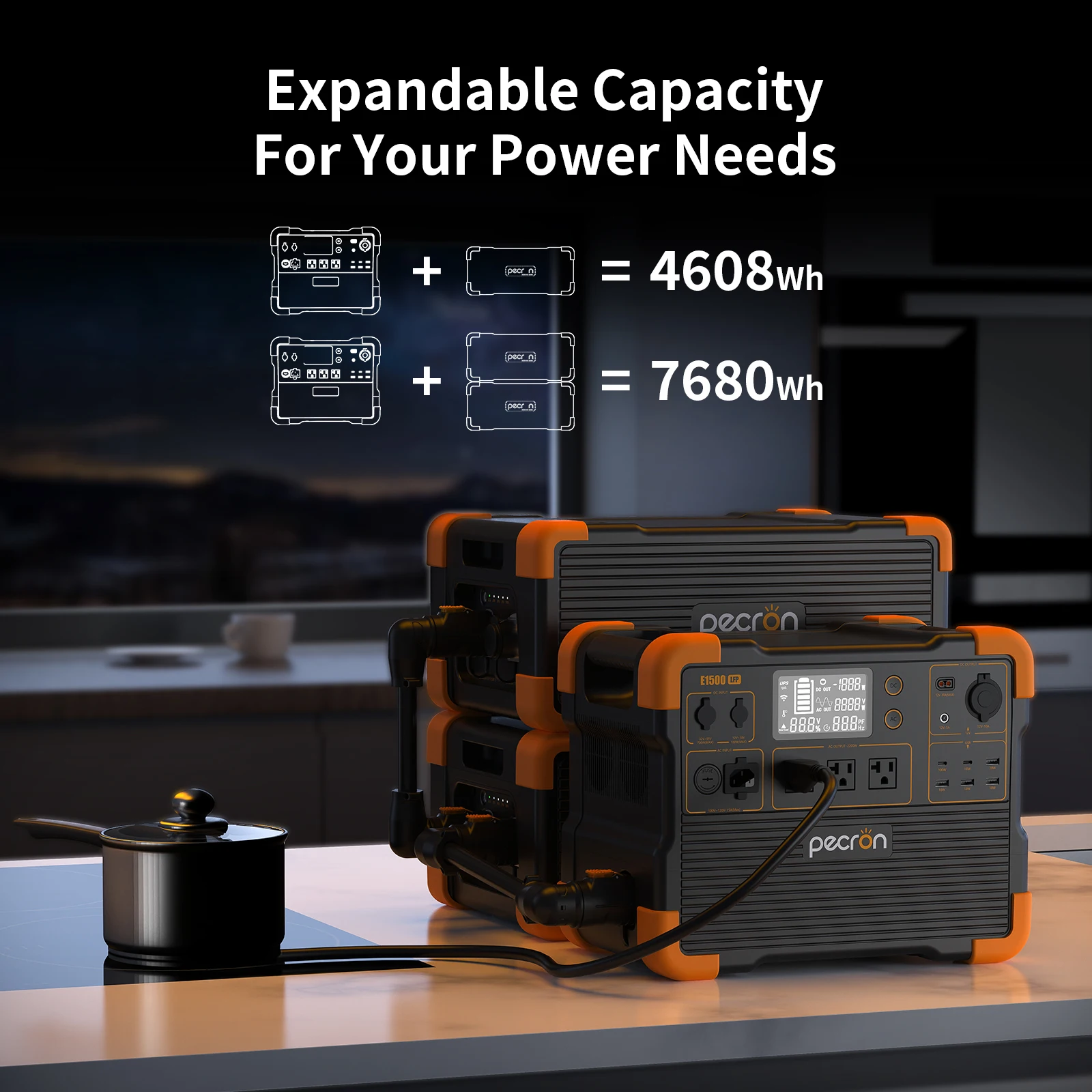 Портативная электростанция PECRON E1500LFP 2200 Вт 1536Wh расширяемая батарея