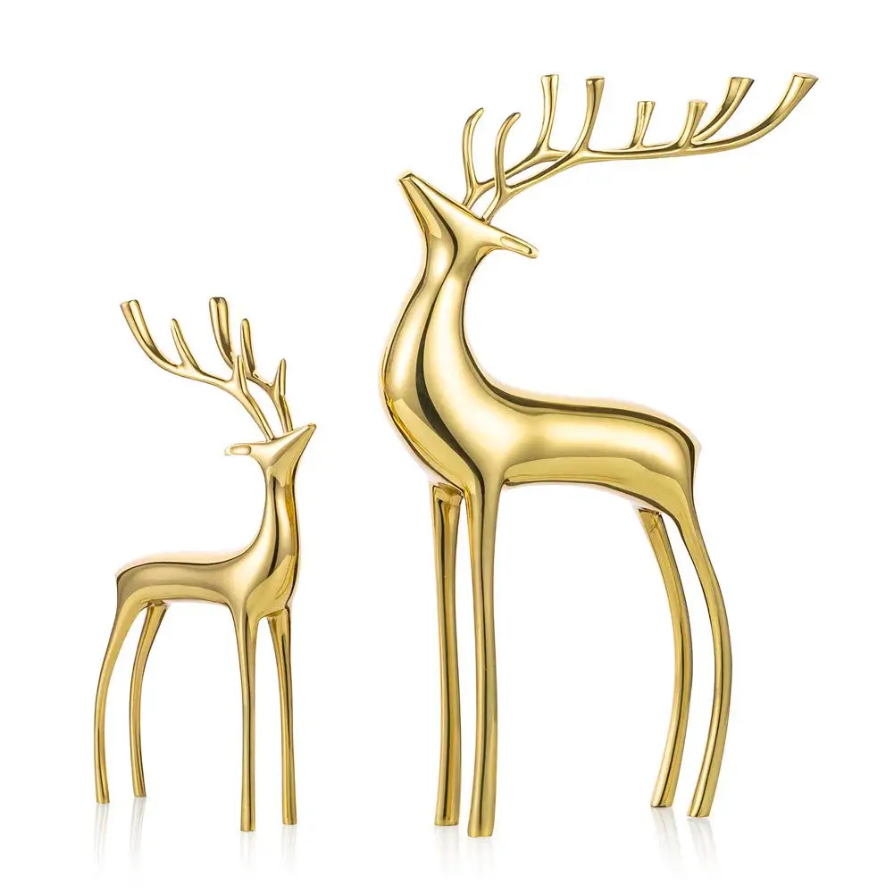 Rein Deer Shape Aluminum Tabletop Sculpture Accent for Living Drawing Bedroom Shelf Showcase Table Home Decor