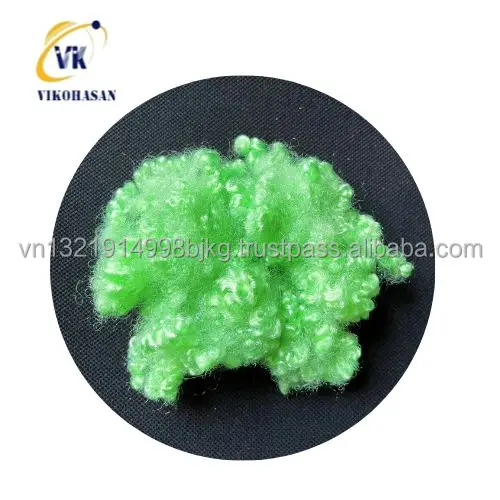 Hot selling High quality Green Polyester Staple Fiber Recycled 15D64mm HCS for sofa cushion furniture stuffing