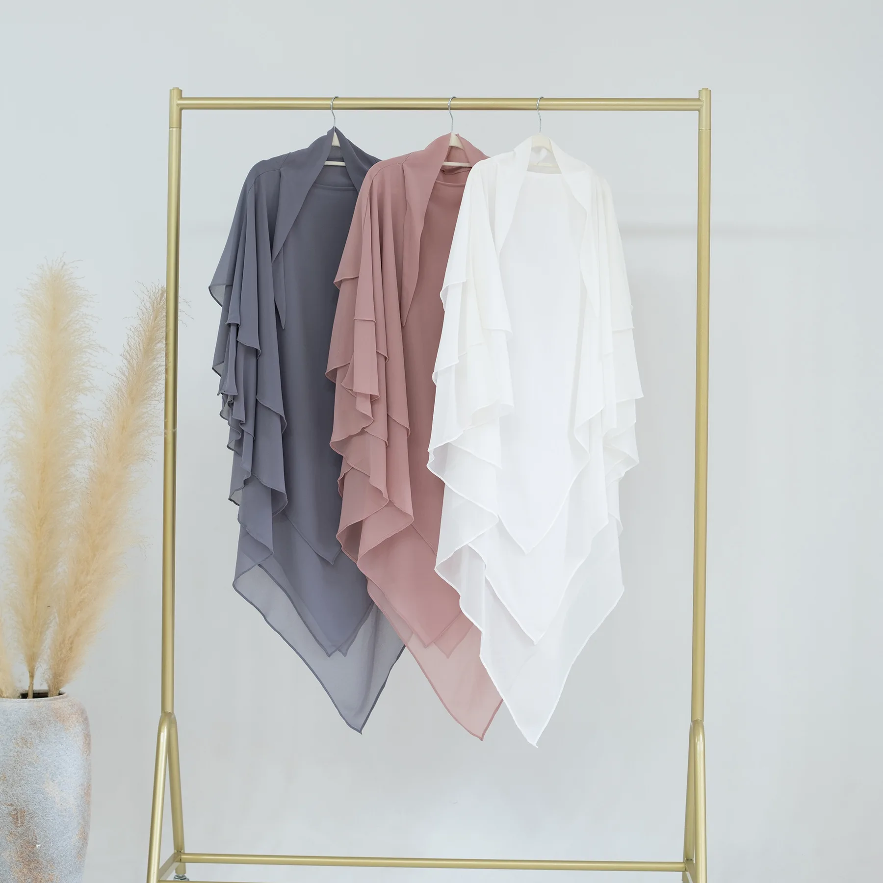 Khimar Single Drill Three Layer High Quality Muslim Modest Fashion Prayer Long Hijab Wholesale Islamic Clothing 3 Voiles Khimar