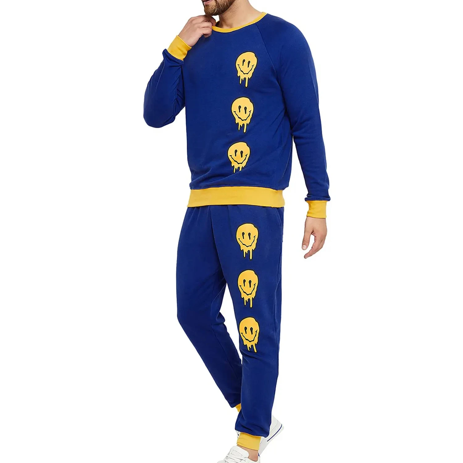 Wholesale Top Trending OEM Design Solid Color Crew Neck Men Sweat Suit Sports Fitness Gym Wear Clothing Men Sweat Suit For Boys