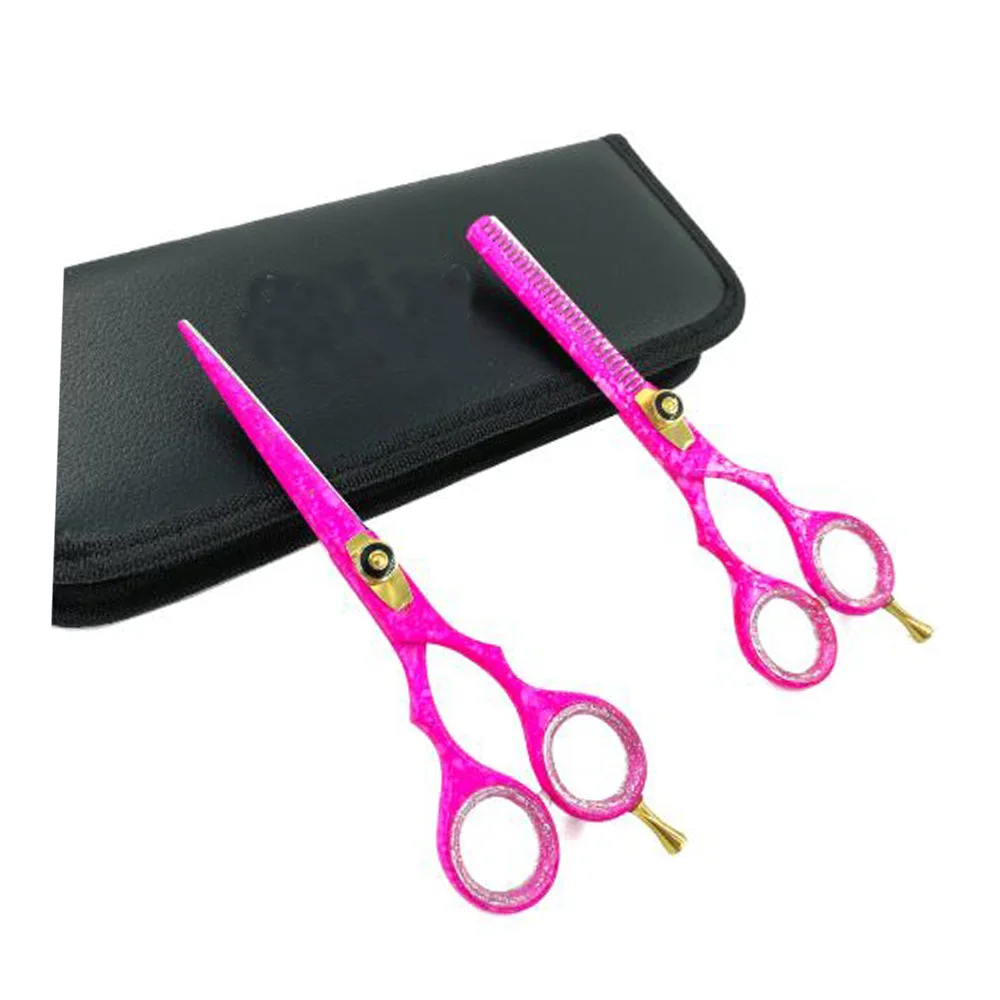 Professional Barber Kit High Quality Best Hair Scissors Pink J2 Steel Thinning Shears Stainless Steel Handle Sharp Hair Cutting