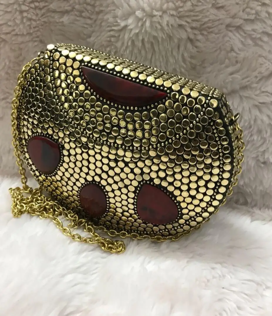 Factory Price American Style Women Clutch Black and White Metal Purse Fashion Accessories Women Clutch Begs Purse for Parties