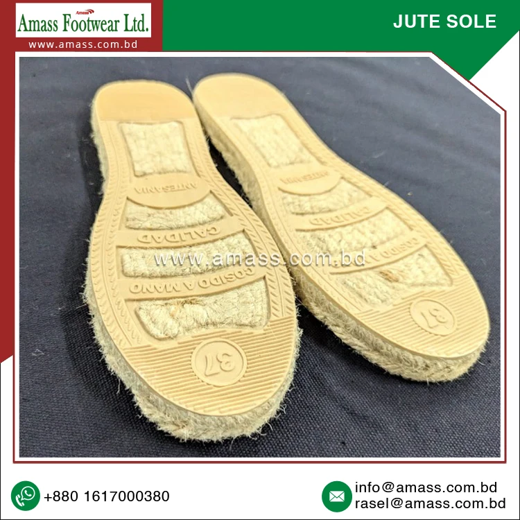 Leading Bangladesh Origin Supplier of 100% Handmade Jute & Rubber Material Customized Espadrilles Sole at Low Price
