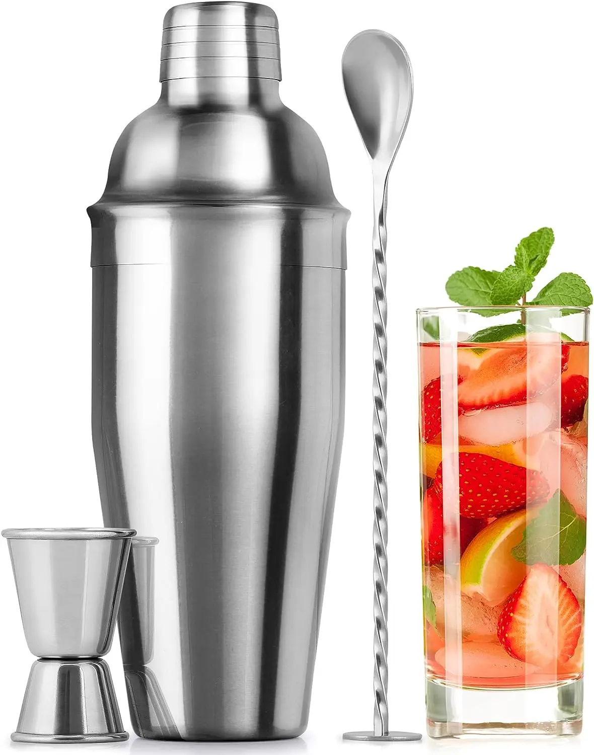 Premium Quality Cocktail Alcohol Mixture Shaker Bottle Stainless Steel Professional Bartender Metal Cocktail Shaker Set