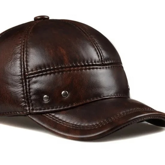 Genuine Leather Wholesale Hot Water Wash Wholesale Genuine Leather Baseball Cap For Men LC-0057
