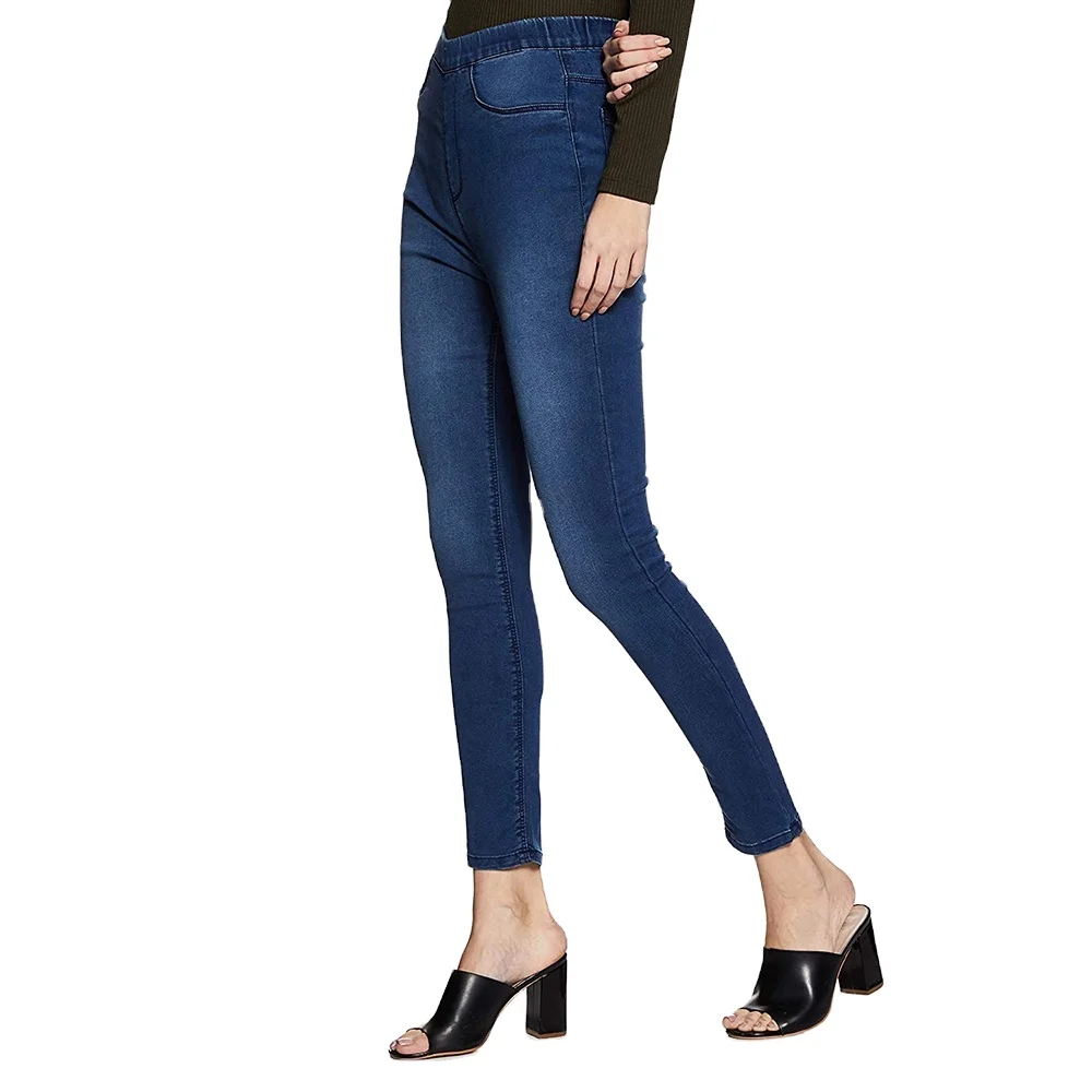 Wholesale jeans pants for women skinny pencil trousers vintage elastic women jeans pants in denim fabric 2024