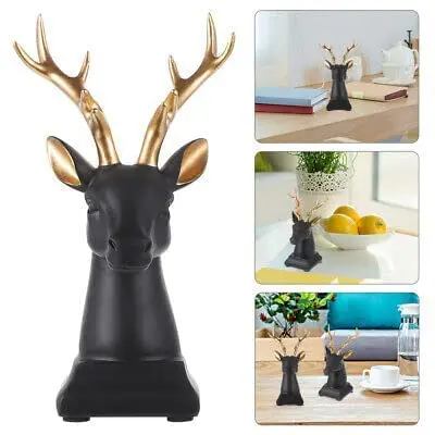 Black Resin Deer Showpiece Figurines for Home Decor Living Room Decoration Modern showpieces for Home Decor
