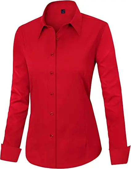 WOMEN & GIRLS Shirt LONG SLEEVES  BUTTON & COLLAR Woven Cotton 100% Vietnam Manufacturer  Cheap PRICE