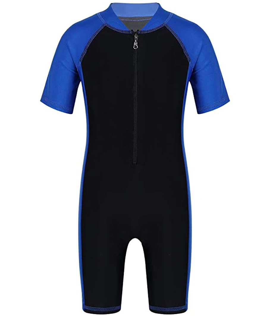 Unisex Kids Swimwear Swimsuit Bathing Suit Kids Girl Short Sleeves Zippered Shorty Wetsuit Swimsuit Swimwear Bathing Suit
