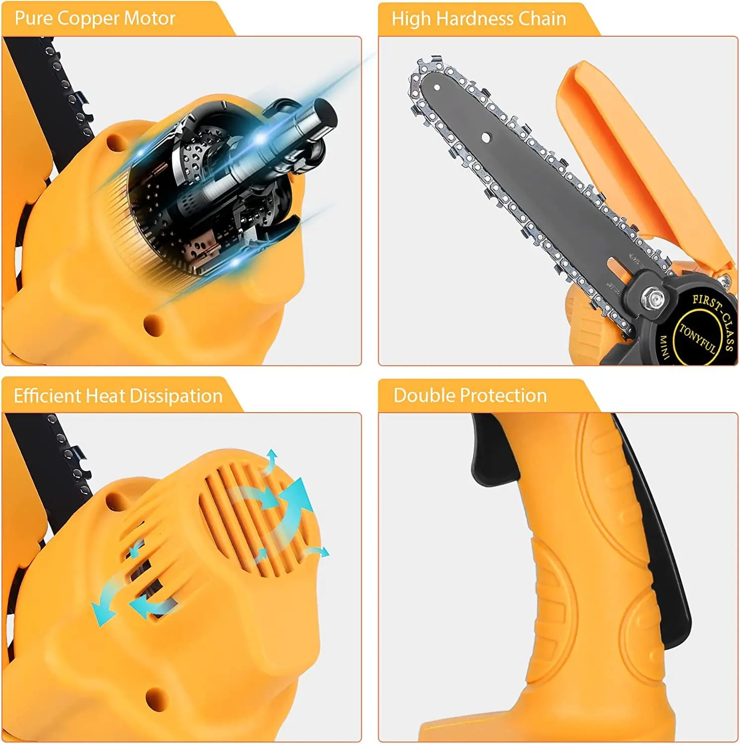 F.EASY.D Mini Cordless Chainsaw Power Saws Security Lock Handheld Small Chainsaw for Wood Cutting Tree Trimming
