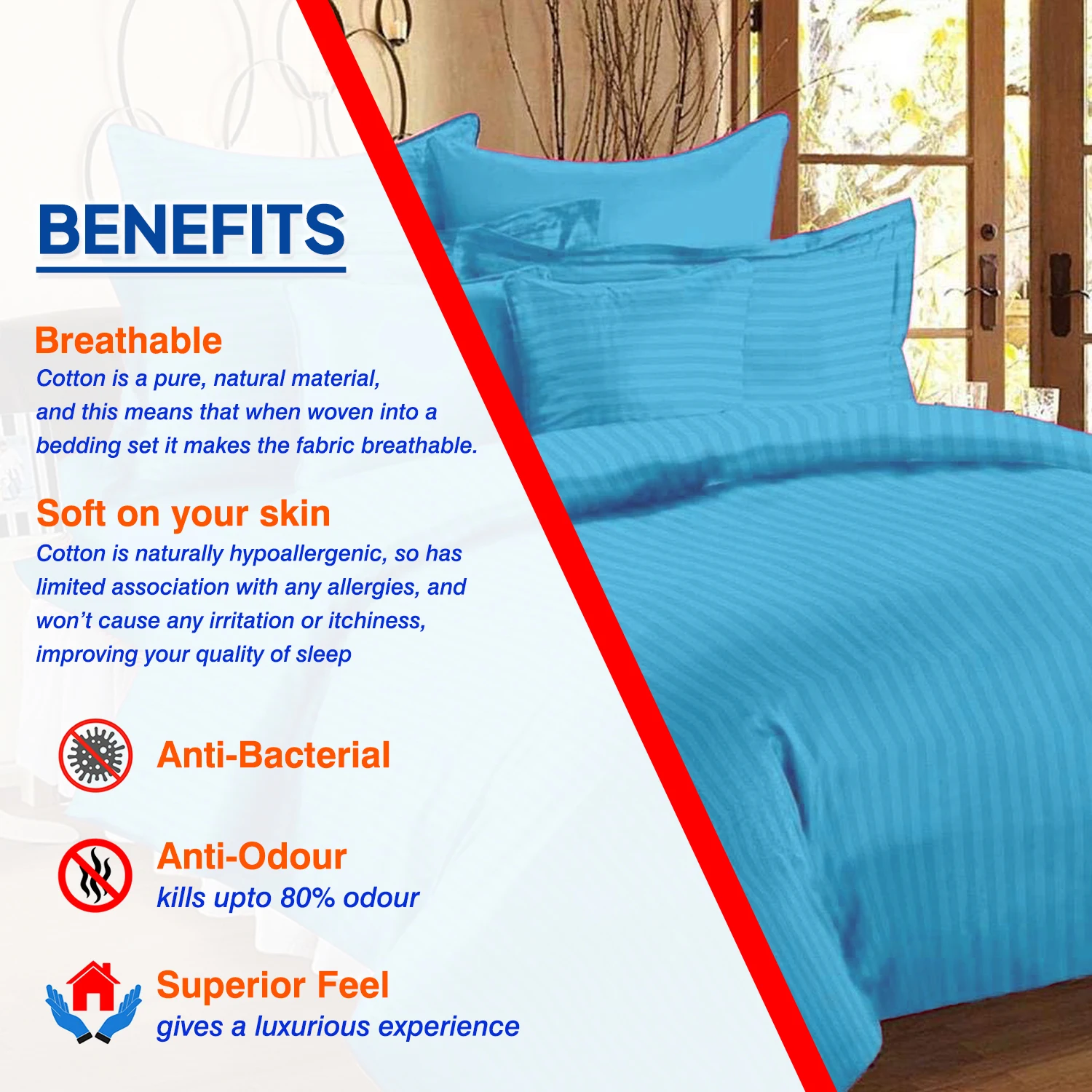 420 TC Striped Pure Cotton Bedsheet Premium White Striped Bed Sheet