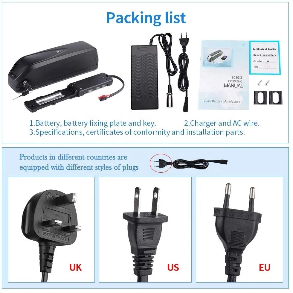 Hailong 18650 Battery 36v 48v 52v 13ah 16ah 20ah Battery Conversion Kit Ebike Battery