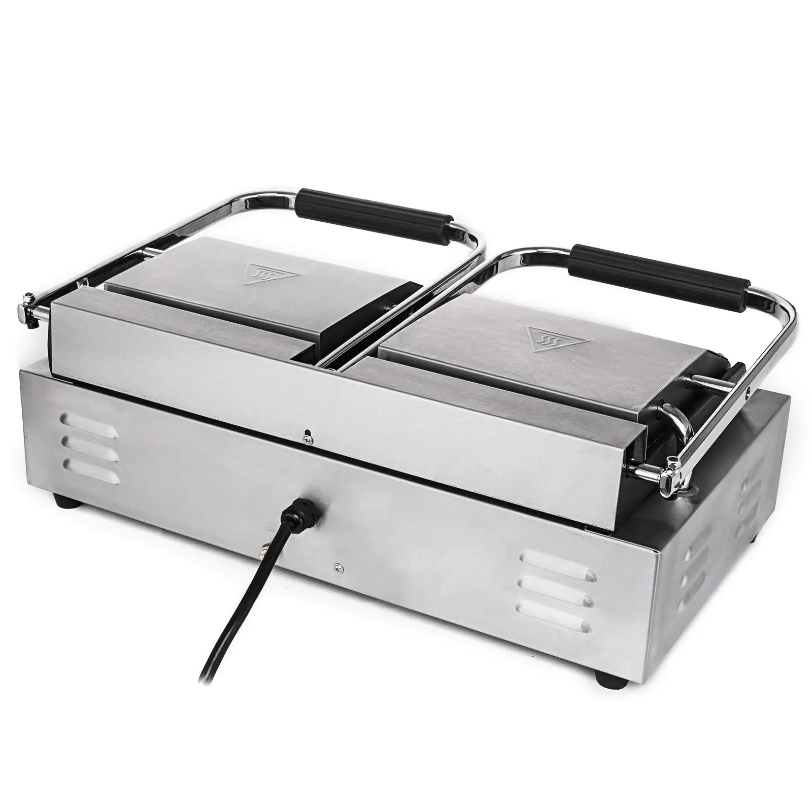 Commercial Double-Head Electric Sandwich Press Maker Stainless Steel Toaster & Panini Grill Digital Contact Outdoor Hotel Use