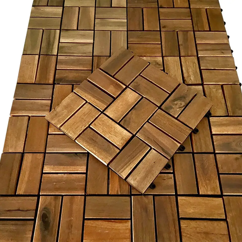 Hot Sales Acacia WPC Decking Tiles Wood Flooring High Quality for Indoor Outdoor Flooring 18 Slats