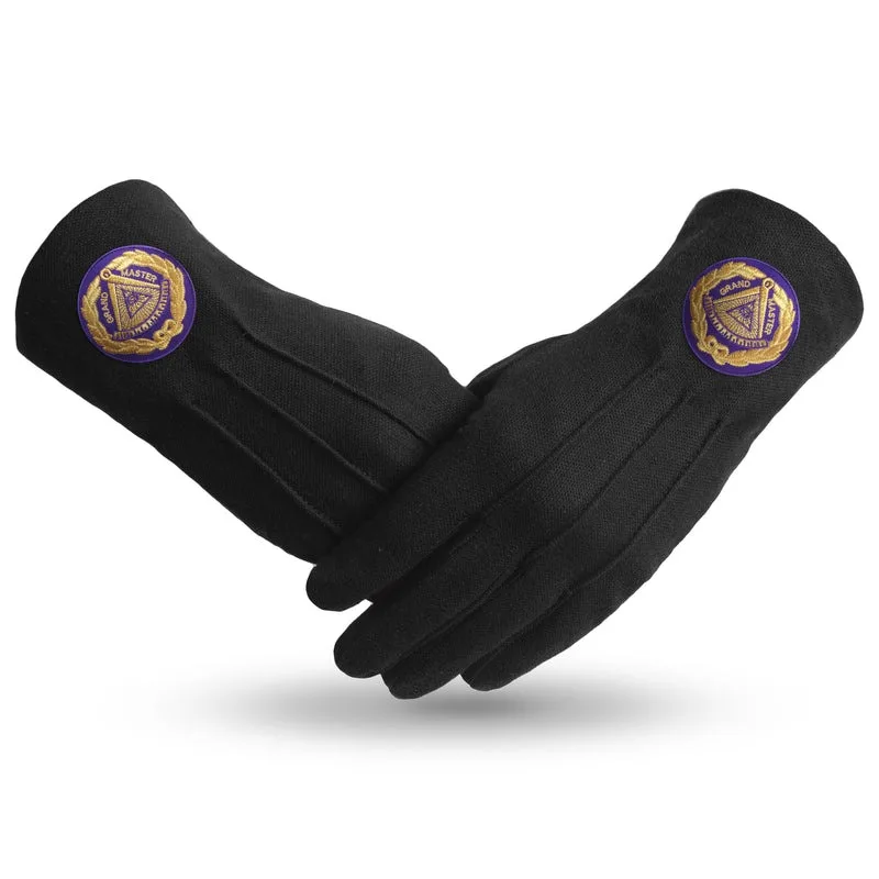 Hot sale embroidery logo masonic Black safety work cotton gloves in cheap rate By BEST ACTION PRODUCTS