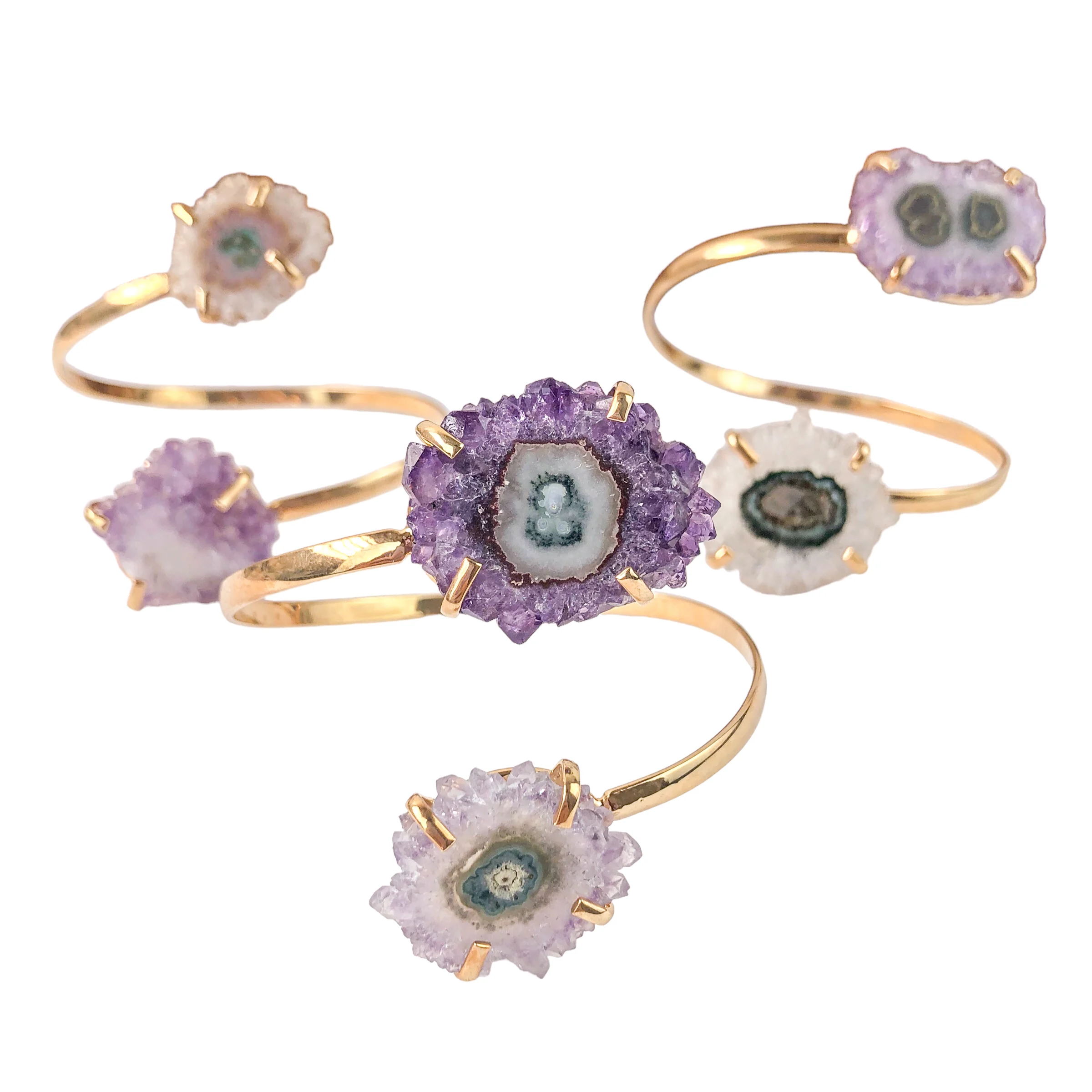 Dual Amethyst Stalactite Bracelets from Brazil Wholesale crystal jewelry high quality silver and gold plating