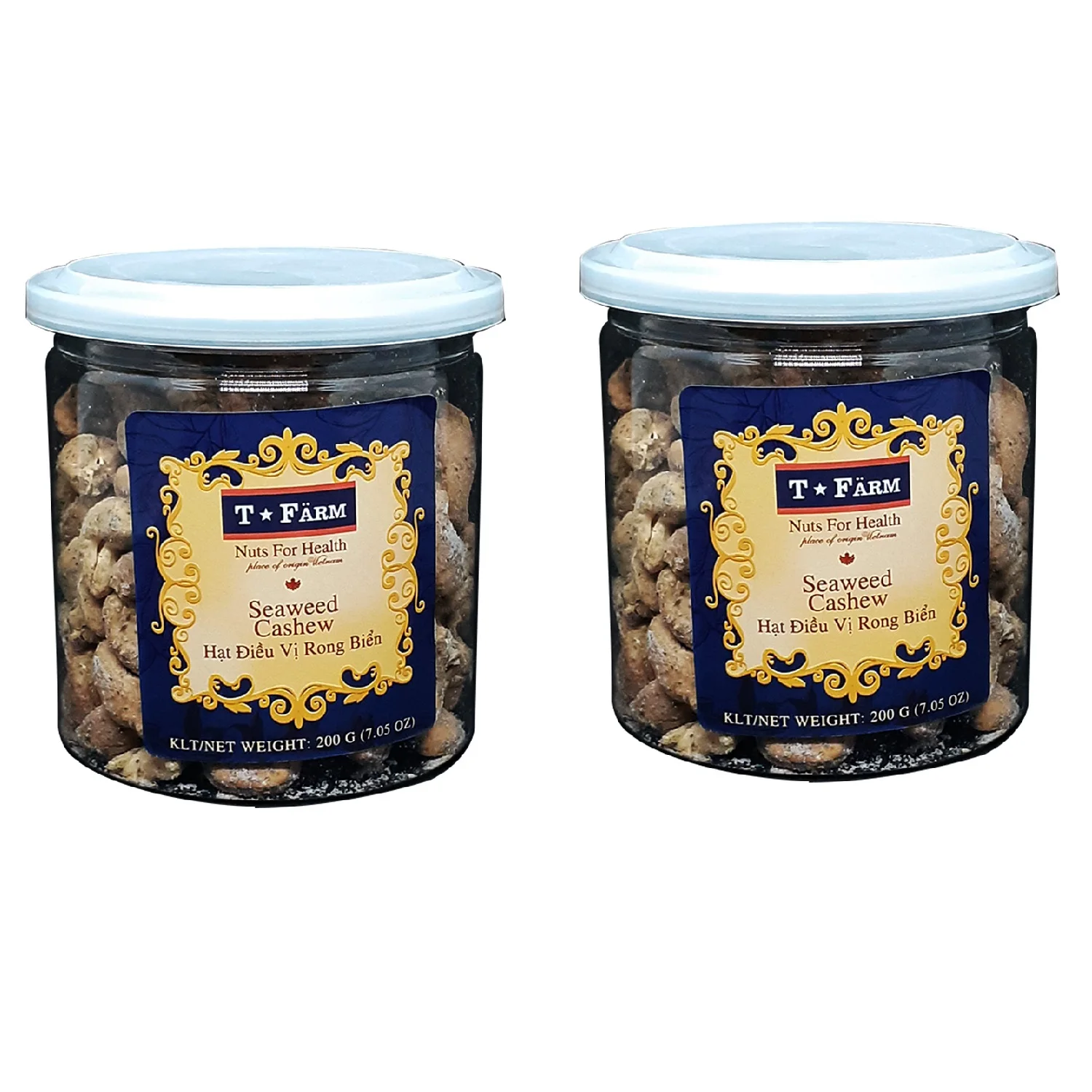 Delicious Wholesale COMMON Baked Dried T Farm Manufacturer Cashew Nuts Dried SEAWEED CASHEW T-FARM JAR 200GR From Vietnam