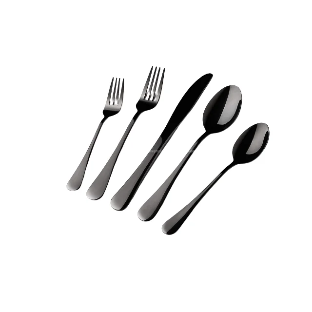 Buy Black Silver ware Set Stainless Steel Made Flatware Cuticle Set Tableware Eating Utensils with Knife Forks & Spoon
