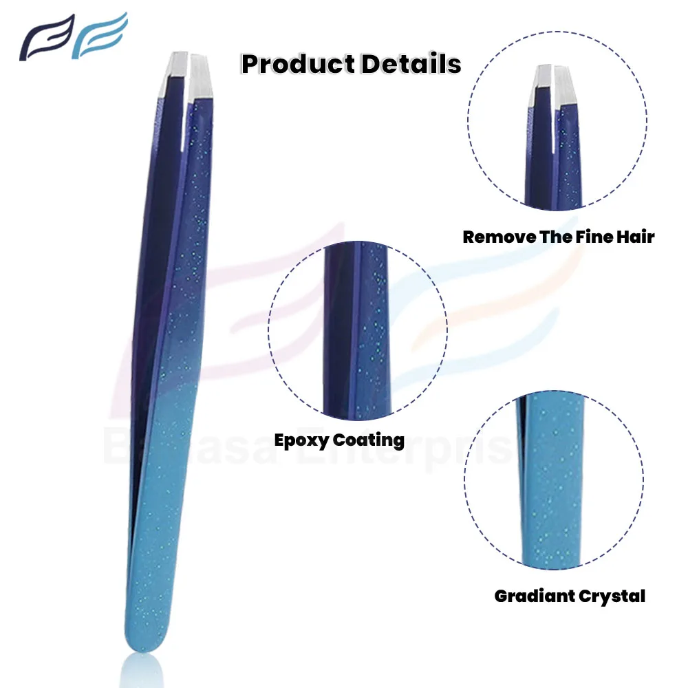 Custom Color Eyebrow Tweezers Set High Quality Pointed Custom Logo Sparkle Beauty Products Women Eyelash Extension Bahasa Pro