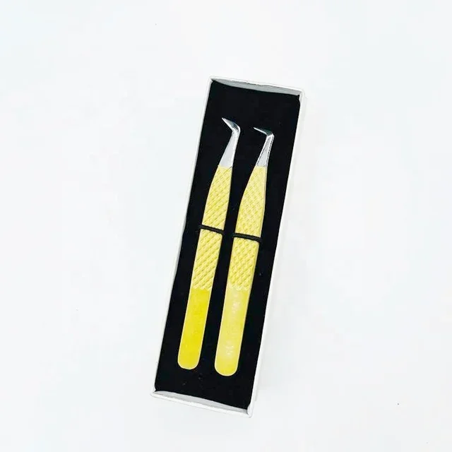 Wholesale Eyelash Tweezers Extension Stainless Steel Super Hard Tweezers With Fiber Tips High Precision Anti-Static Tweezer
