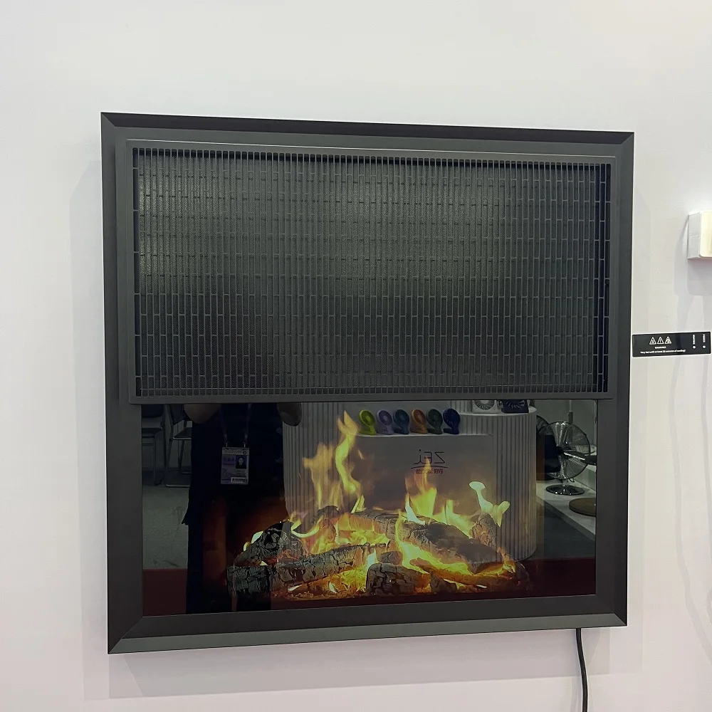 Electric Fireplace Heater Wall Mounted 1700W Heating Remote Control LCD Flame Effect