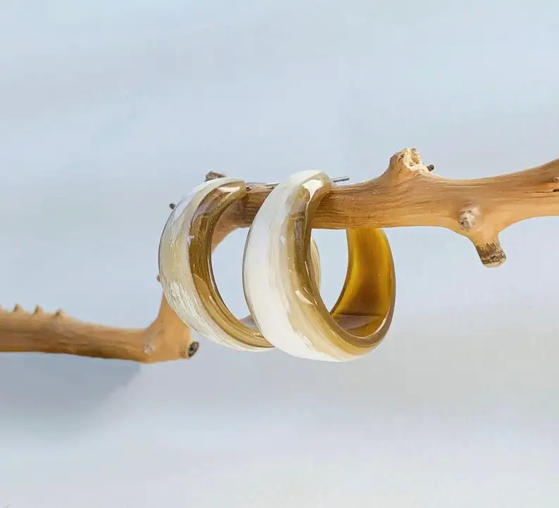 Top Quality Handcrafted African buffalo horn Made Vintage earrings for women by Silver Craft