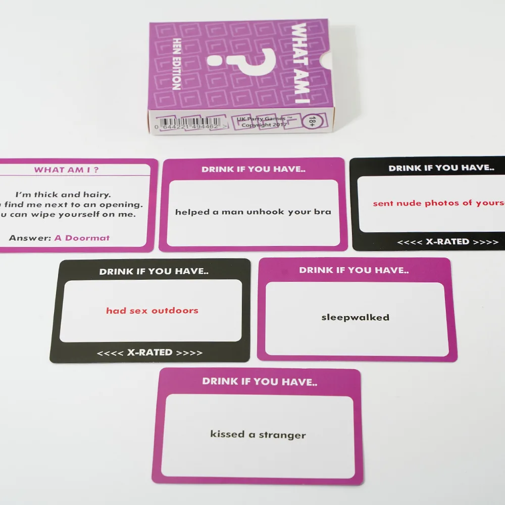 Nicro 50pcs Darling Souvenir Hen Party Game What Am I Cards Dirty Mind Riddle Innuendo Bachelorette Hen Night Party Idea Games
