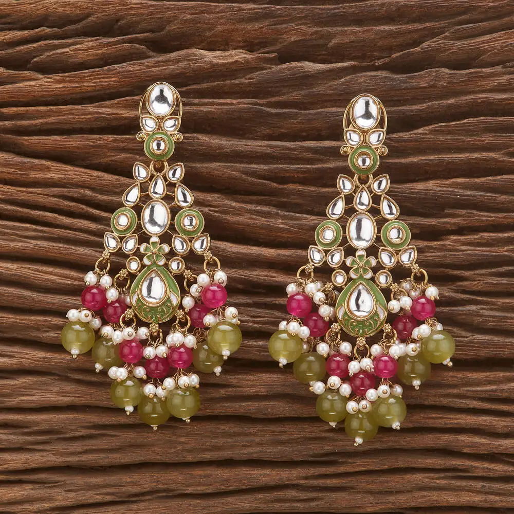 Buy Handmade Export Quality Of Indo Western Beads Style Meenakari Earring With Mehndi Plating