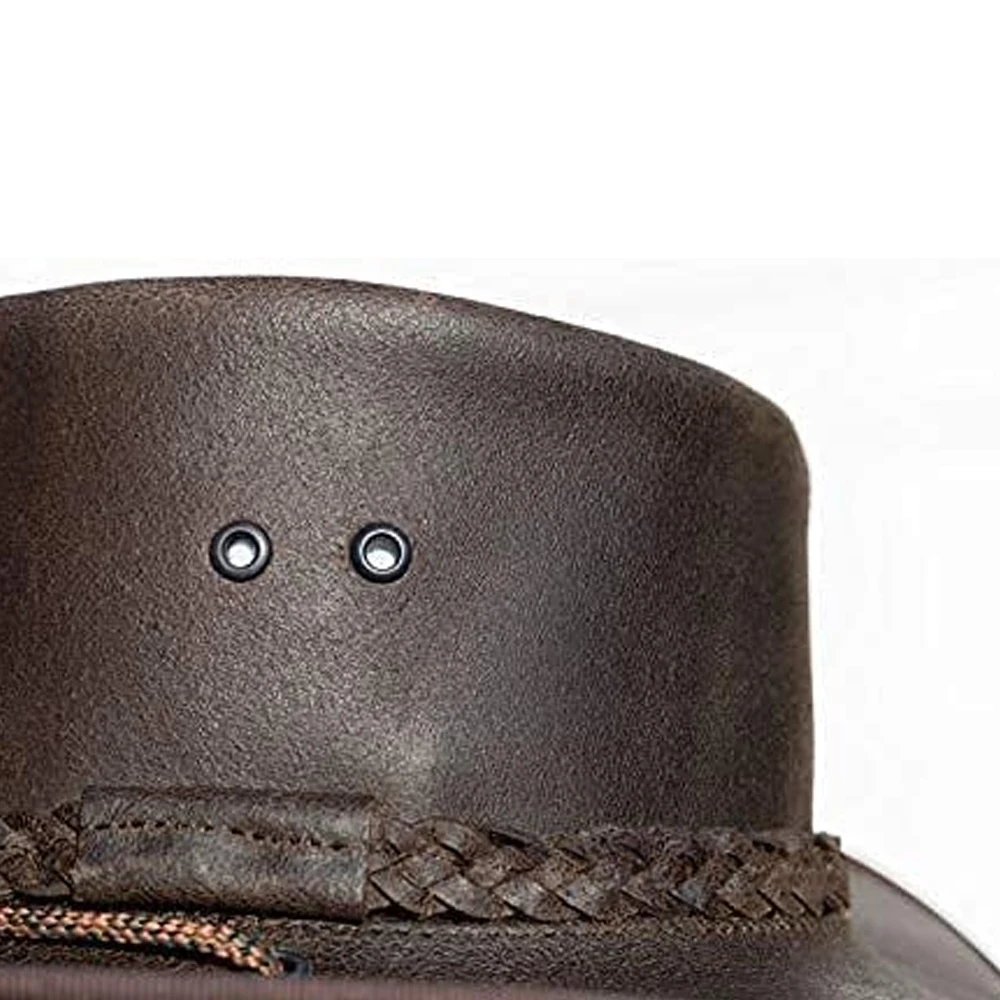 Best selling latest design custom color Genuine cow hide leather hats new fashion leather cowboy hat for sale