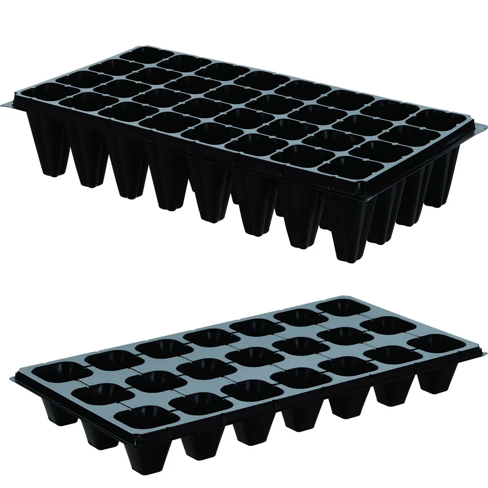 Extra Strength PS Plastic Black Nursery Seed Trays With Custom Holes and Cell For Farm Seedling