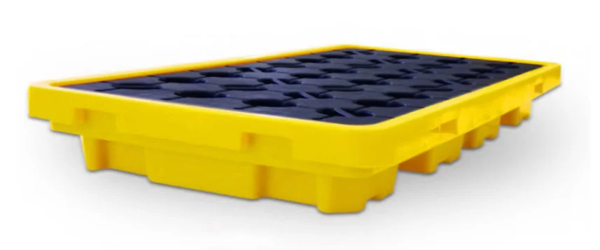 spill pallets 4 drum containment  virgin hdpe yellow detachable plastic 2 drums ibc spill containment pallet
