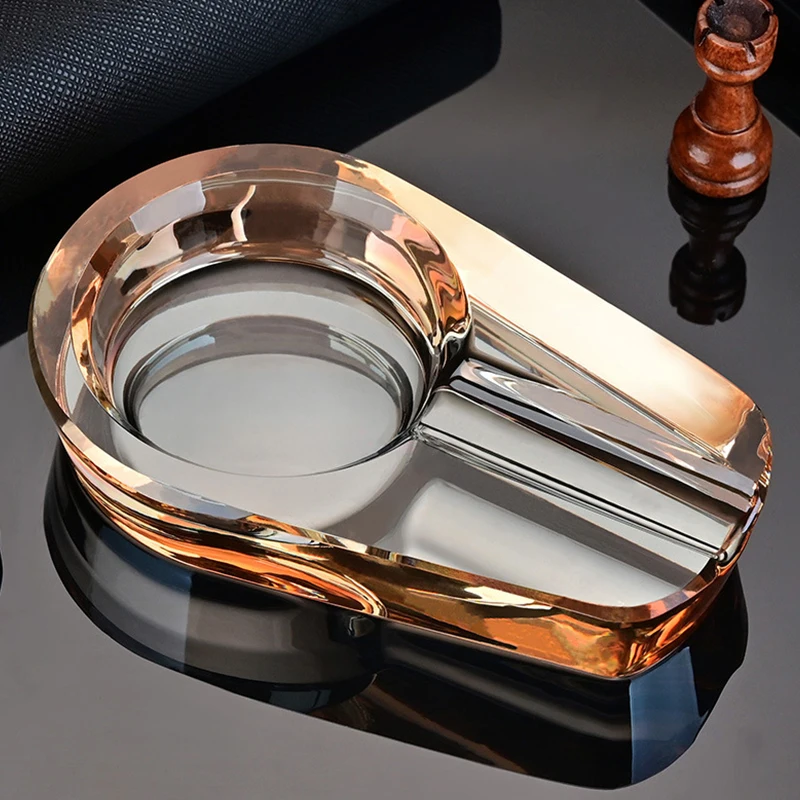 UKETA Custom Octagon Square Round New Design Transparent Crystal Glass Ashtray For Home Hotel Office Rooms