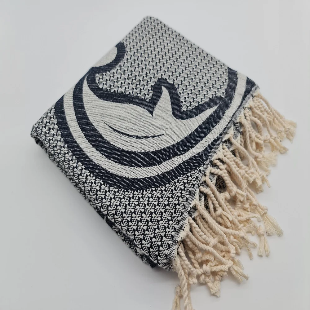 Jacquard Towel Black Small Ivy  Design 100% cotton wholesale beach bath towels peshtemal hammam pestemal turkish towel