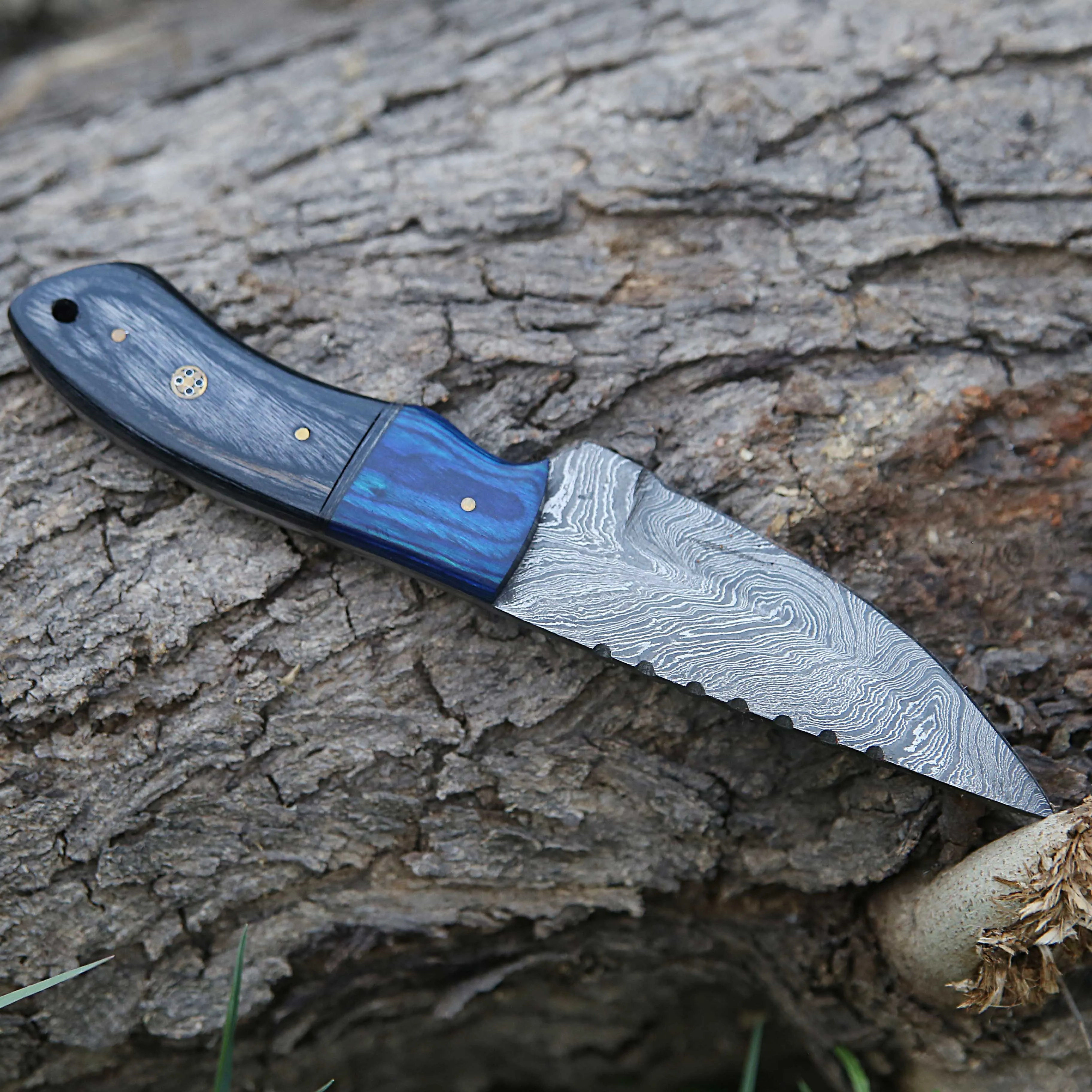 Custom Damascus steel Fixed Blade Knife Hunting knife With leather sheath Full tang knife Amazon Drop shipping