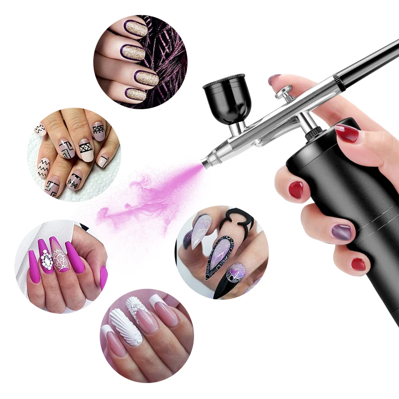 Airbrush Nail With Compressor Portable Airbrush For Nails Cake Tattoo Makeup Paint Air Spray Gun Oxygen Injector Air Brush Kit