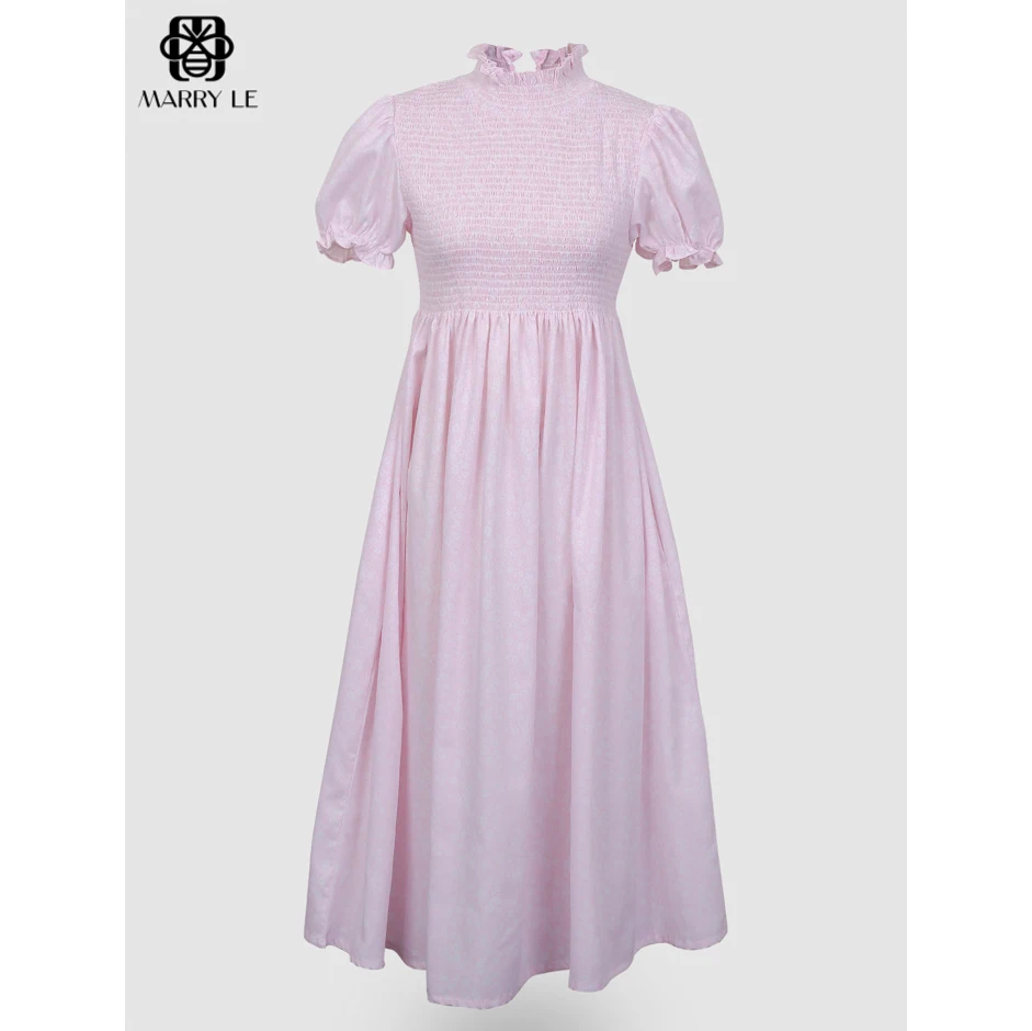 PINK SHIRRING WOMEN DRESS wholesale women clothing Top Casual OEM ODM Customized clothing - MD532