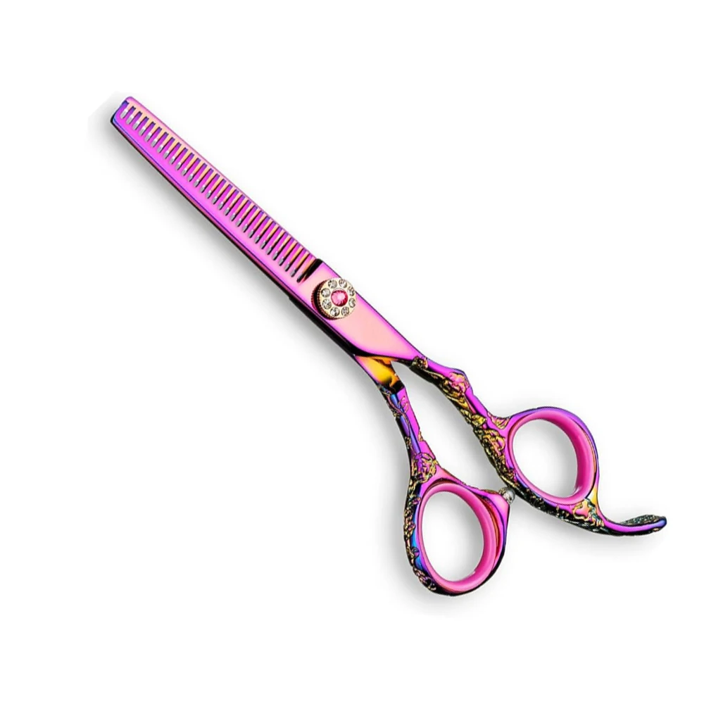Titanium Color Coated Hair Thinning Scissors With Fix Finger Rest Sharp Edge Barber Thinning Shears For Beauty