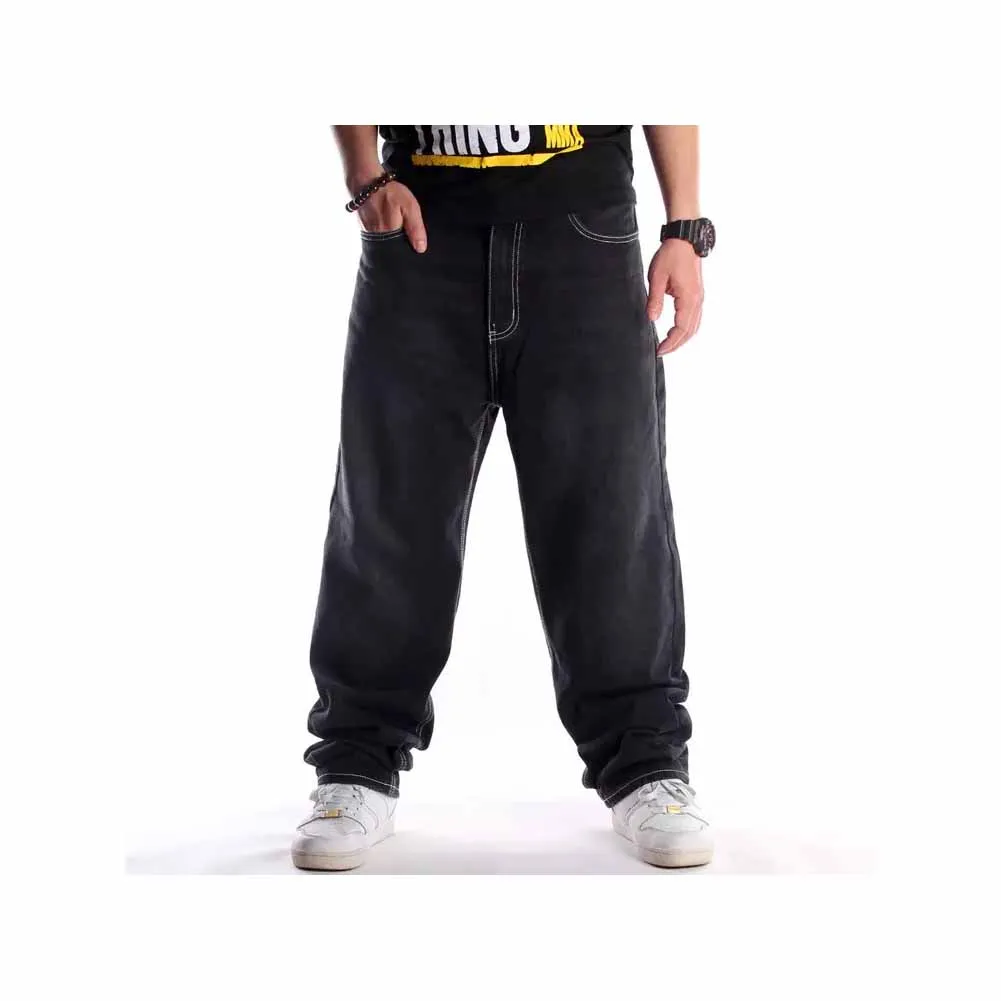 custom men fashion baggy jeans loose fit denim pants hip hop jeans