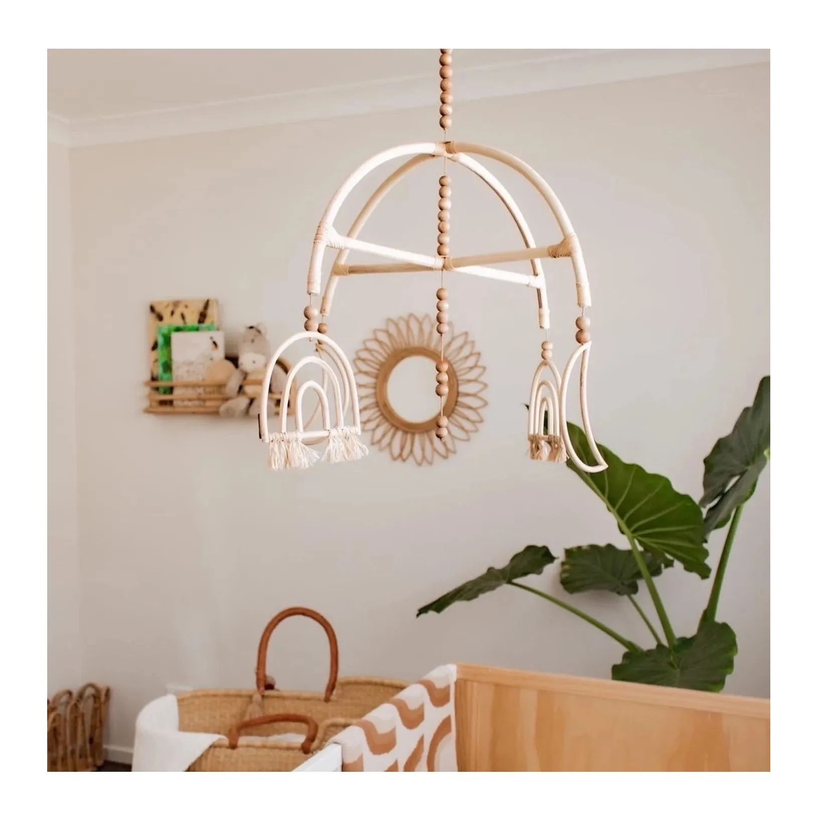 Мобиль из натурального ротанга для детской кроватки подвесные мобильные украшения спальни роскошный экологически чистый