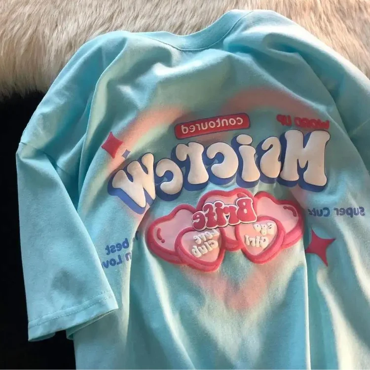 Tshirt Heavy Weight Custom Foam 3d Screen Logo Men Short Sleeve T Shirt Puff Print T-Shirt 100% Cotton Plain  Oversized