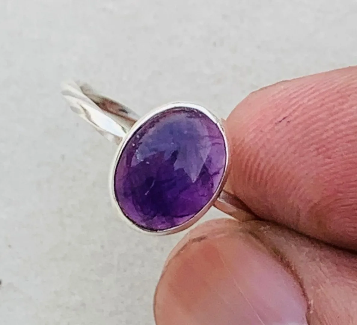 Natural Amethyst Silver Ring Amethyst Gemstone Silver Statement Ring Handmade Silver Bohemian Ring